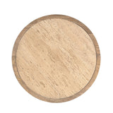 Urbina 40cm Travertine Top Side Table - Natural Side Table Rebhi-Core