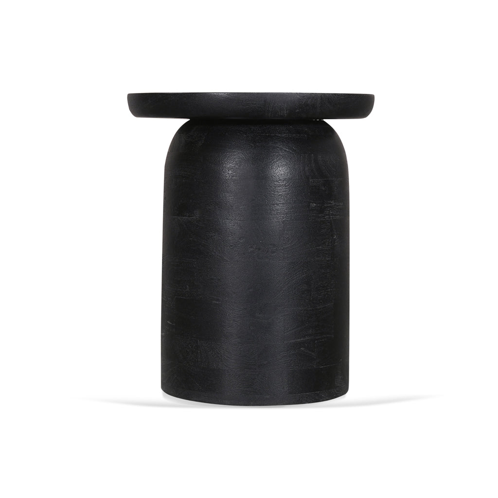 Ex Display - Urbina 40cm Travertine Top Side Table - Black Side Table Rebhi-Core