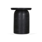 Ex Display - Urbina 40cm Travertine Top Side Table - Black Side Table Rebhi-Core