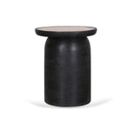 Ex Display - Urbina 40cm Travertine Top Side Table - Black Side Table Rebhi-Core