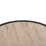 Ex Display - Urbina 40cm Travertine Top Side Table - Black Side Table Rebhi-Core