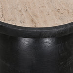 Ex Display - Urbina 40cm Travertine Top Side Table - Black Side Table Rebhi-Core