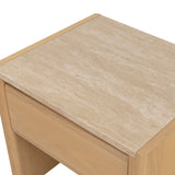 Ex Display - Linden 55cm Travertine Top Bedside Table - Crème Ash Bedside Table Kodak-Core