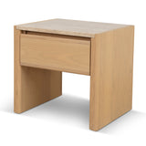 Ex Display - Linden 55cm Travertine Top Bedside Table - Crème Ash Bedside Table Kodak-Core