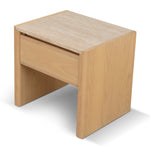 Ex Display - Linden 55cm Travertine Top Bedside Table - Crème Ash Bedside Table Kodak-Core