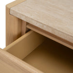 Ex Display - Linden 55cm Travertine Top Bedside Table - Crème Ash Bedside Table Kodak-Core