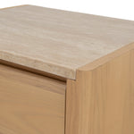 Ex Display - Linden 55cm Travertine Top Bedside Table - Crème Ash Bedside Table Kodak-Core