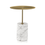 Pravina 45 cm Brushed Gold Side Table - Carrara Marble Side Table NY-Core   