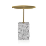 Pravina 45 cm Brushed Gold Side Table - Faceted Granite Marble Side Table NY-Core   