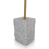 Ex Display - Kelvin 45 cm Brushed Gold Side Table - Faceted Granite Marble Side Table NY-Core