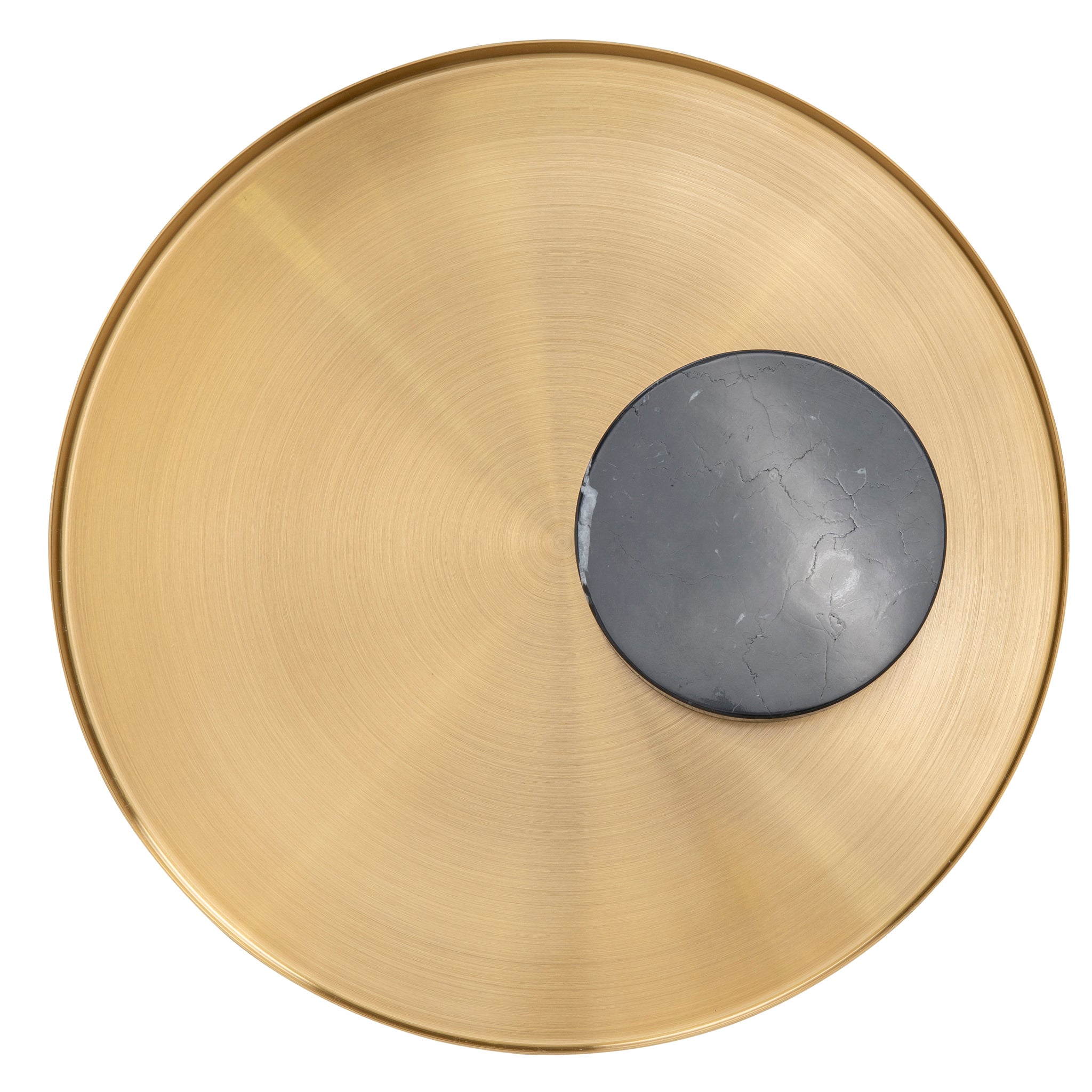 Ex Display - Marcela 40cm Round Brushed Gold Side Table - Black Marble Side Table NY-Core