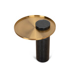 Ex Display - Marcela 40cm Round Brushed Gold Side Table - Black Marble Side Table NY-Core