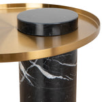 Ex Display - Marcela 40cm Round Brushed Gold Side Table - Black Marble Side Table NY-Core