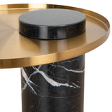 Ex Display - Marcela 40cm Round Brushed Gold Side Table - Black Marble Side Table NY-Core
