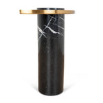 Ex Display - Marcela 40cm Round Brushed Gold Side Table - Black Marble Side Table NY-Core