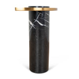 Ex Display - Marcela 40cm Round Brushed Gold Side Table - Black Marble Side Table NY-Core