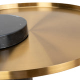 Ex Display - Marcela 40cm Round Brushed Gold Side Table - Black Marble Side Table NY-Core