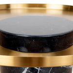 Ex Display - Marcela 40cm Round Brushed Gold Side Table - Black Marble Side Table NY-Core