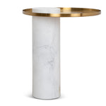 Ex Display - Marcela 40cm Round Brushed Gold Side Table - Marble Side Table NY-Core