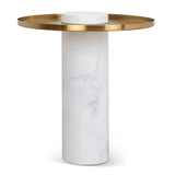 Ex Display - Marcela 40cm Round Brushed Gold Side Table - Marble Side Table NY-Core