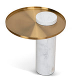 Ex Display - Marcela 40cm Round Brushed Gold Side Table - Marble Side Table NY-Core