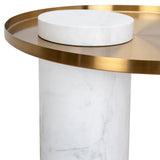 Ex Display - Marcela 40cm Round Brushed Gold Side Table - Marble Side Table NY-Core