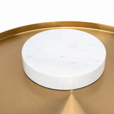 Ex Display - Marcela 40cm Round Brushed Gold Side Table - Marble Side Table NY-Core