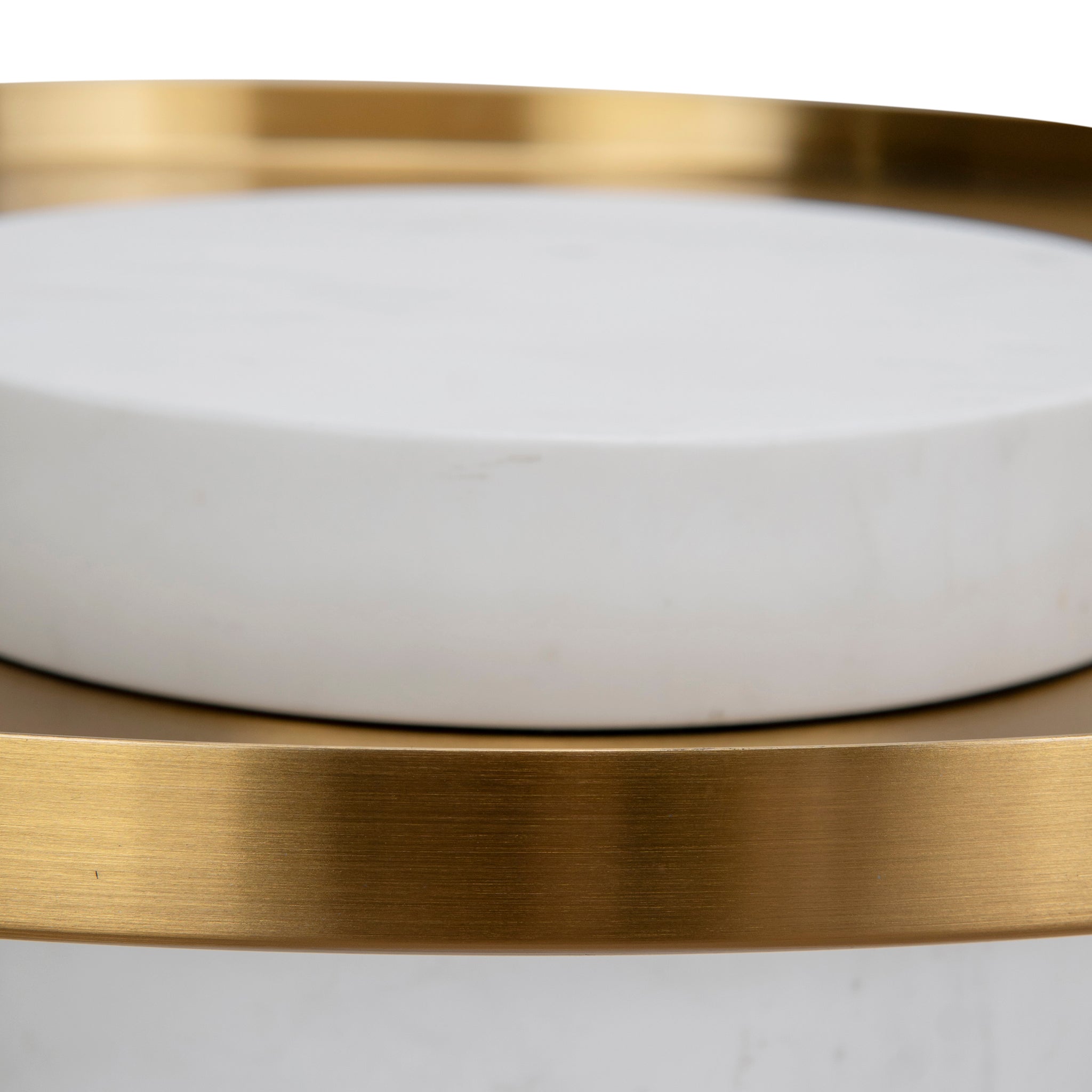 Ex Display - Marcela 40cm Round Brushed Gold Side Table - Marble Side Table NY-Core