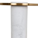 Ex Display - Marcela 40cm Round Brushed Gold Side Table - Marble Side Table NY-Core