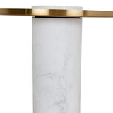Ex Display - Marcela 40cm Round Brushed Gold Side Table - Marble Side Table NY-Core