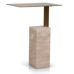 Hilaria 40 cm Brushed Gold Side Table - Natural Side Table NY-Core