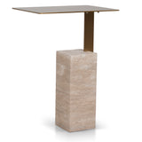 Hilaria 40 cm Brushed Gold Side Table - Natural Side Table NY-Core