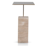 Hilaria 40 cm Brushed Gold Side Table - Natural Side Table NY-Core
