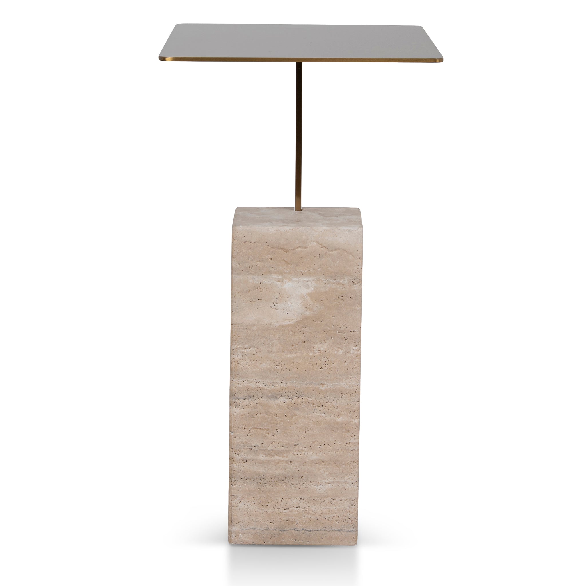 Hilaria 40 cm Brushed Gold Side Table - Natural Side Table NY-Core