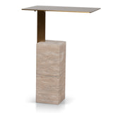 Hilaria 40 cm Brushed Gold Side Table - Natural Side Table NY-Core