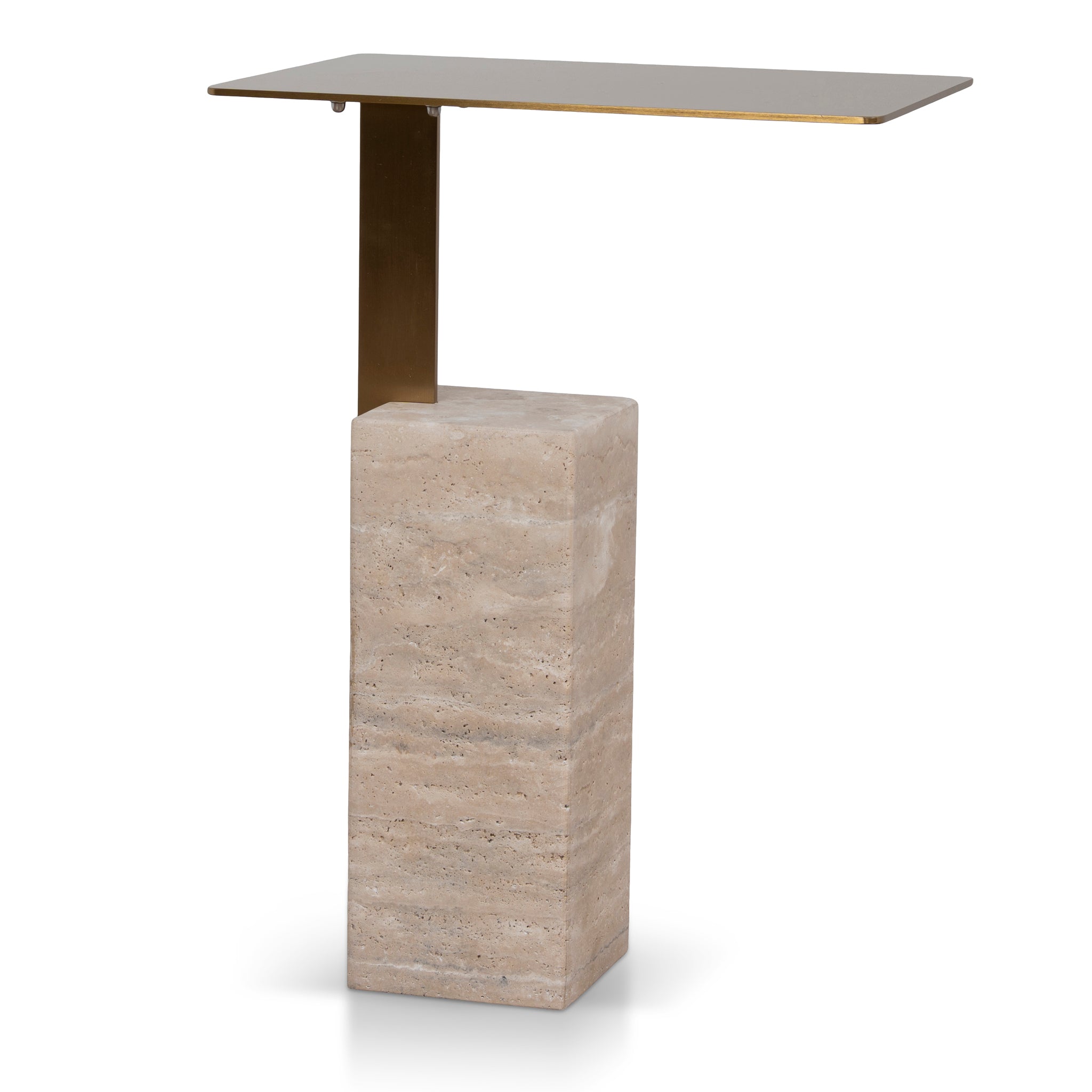Hilaria 40 cm Brushed Gold Side Table - Natural Side Table NY-Core