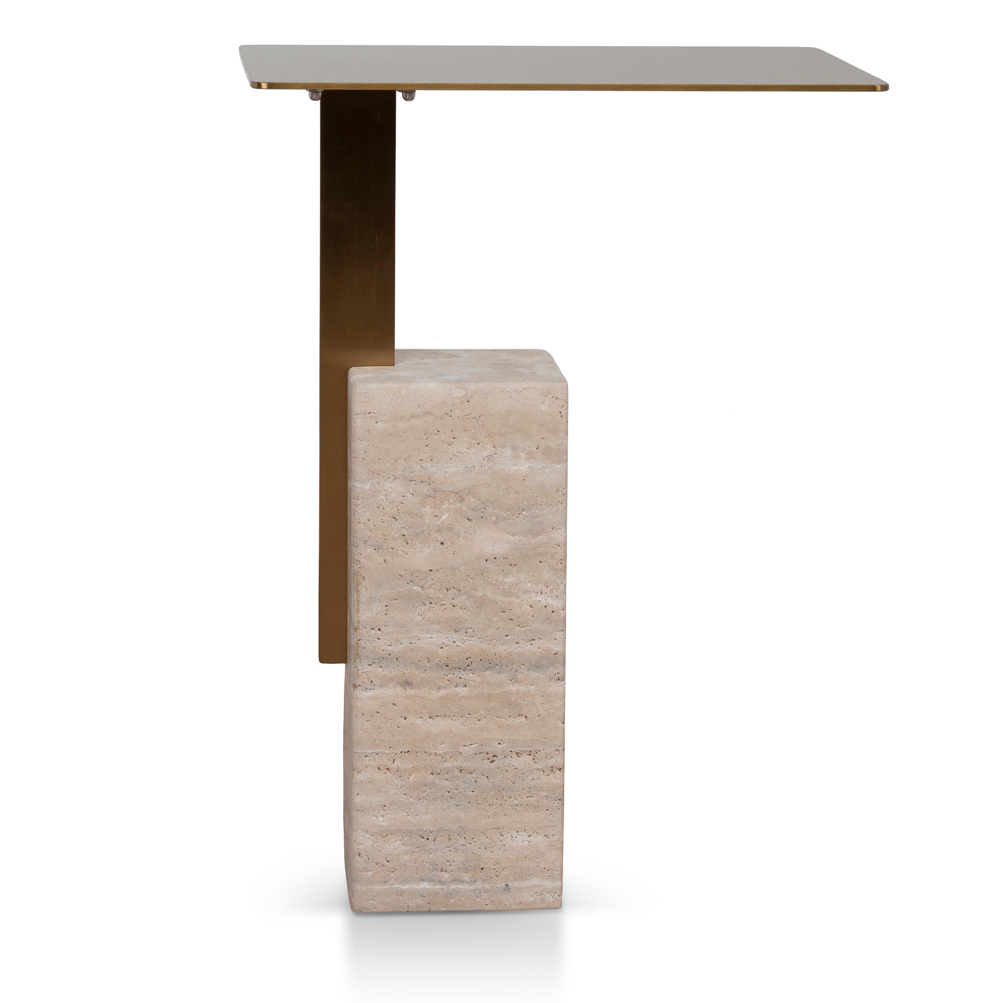 Hilaria 40 cm Brushed Gold Side Table - Natural Side Table NY-Core