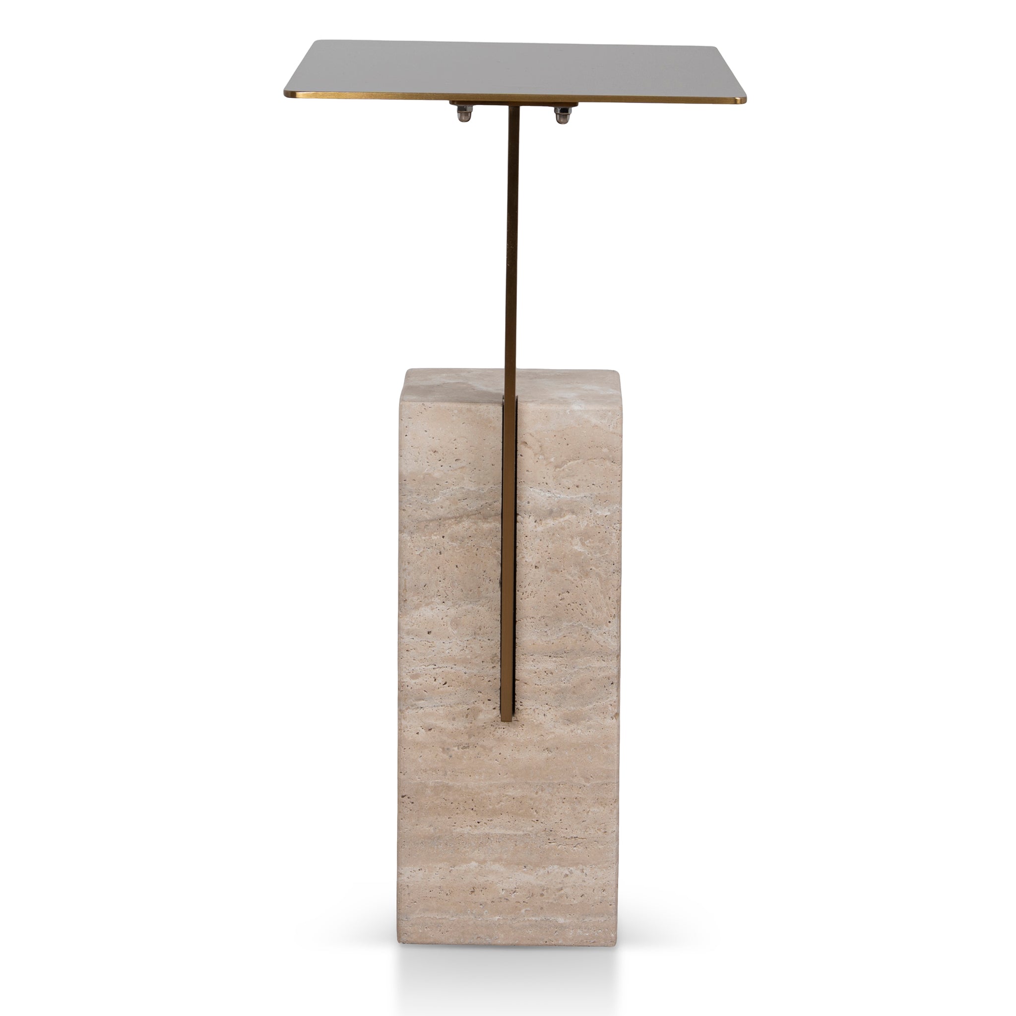 Hilaria 40 cm Brushed Gold Side Table - Natural Side Table NY-Core