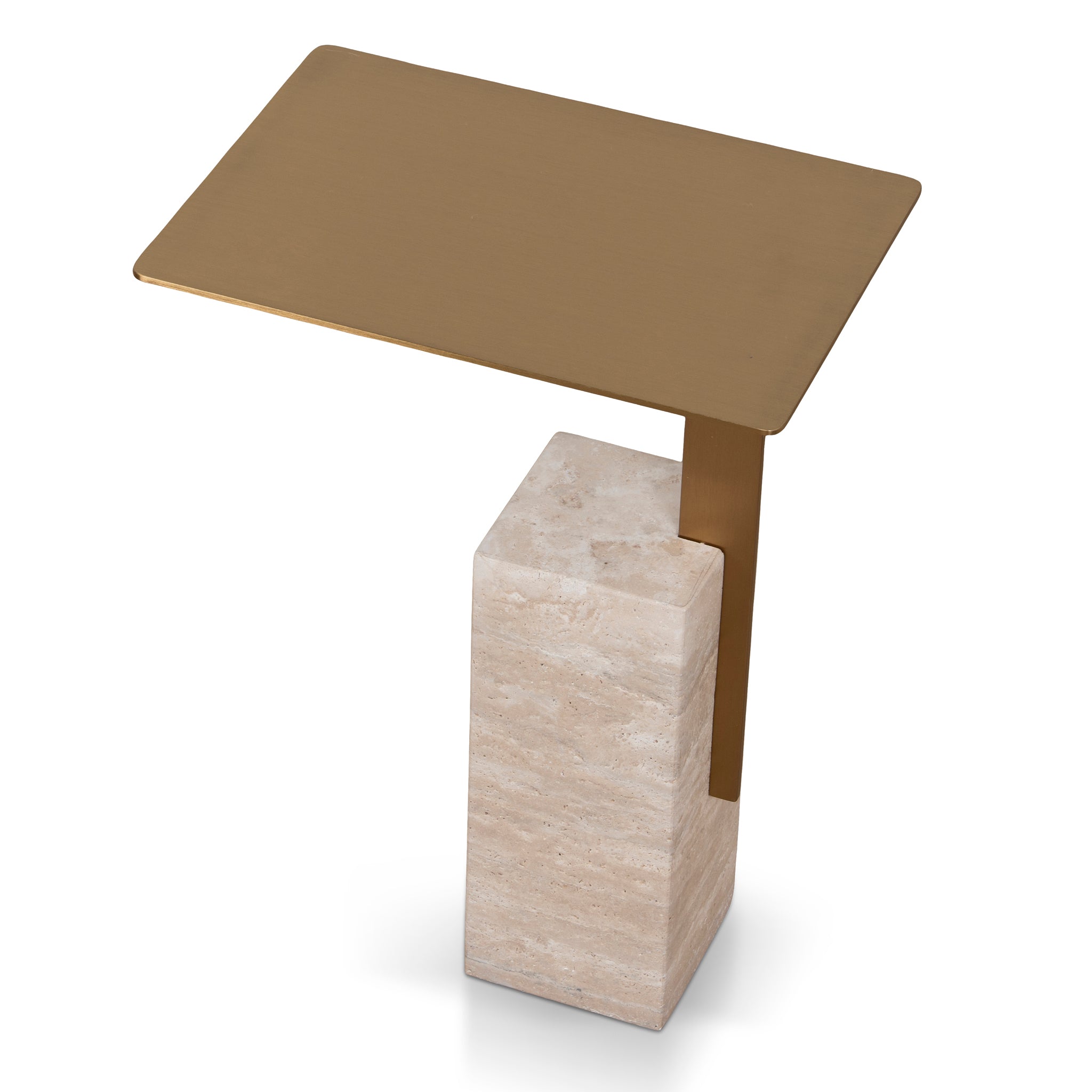 Hilaria 40 cm Brushed Gold Side Table - Natural Side Table NY-Core