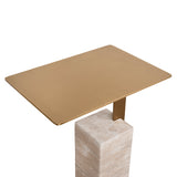 Hilaria 40 cm Brushed Gold Side Table - Natural Side Table NY-Core