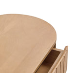 Vesna Solid Mango Wood Oval Bedside Table - Natural