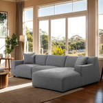 Marlin 3 Seater Right Chaise Fabric Sofa - Noble Grey Chaise Lounge Yay Sofa-Core