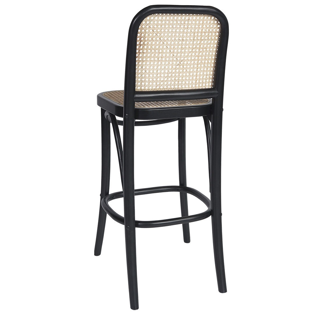 Bisel 70cm Natural Rattan Barstool - Black Interior Secrets