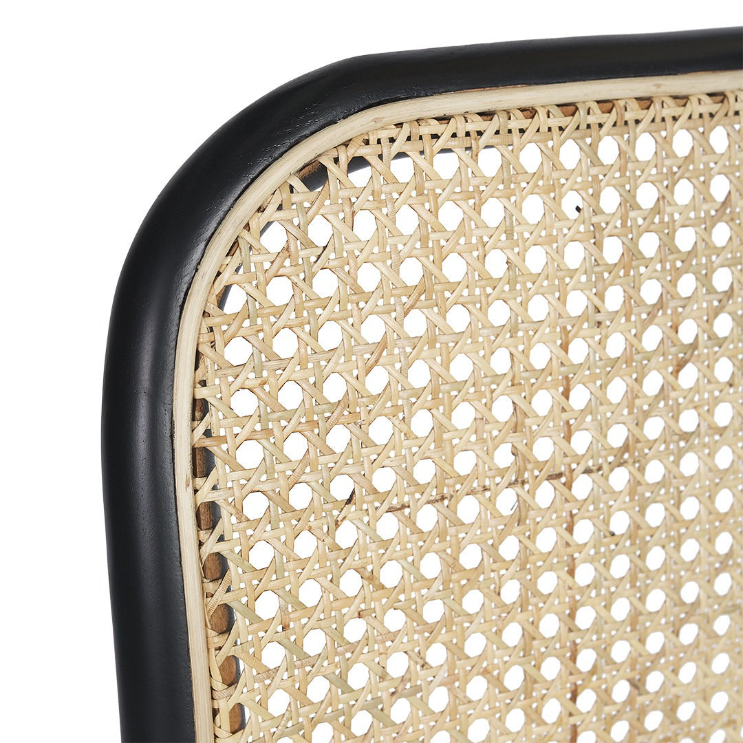 Bisel 70cm Natural Rattan Barstool - Black Interior Secrets