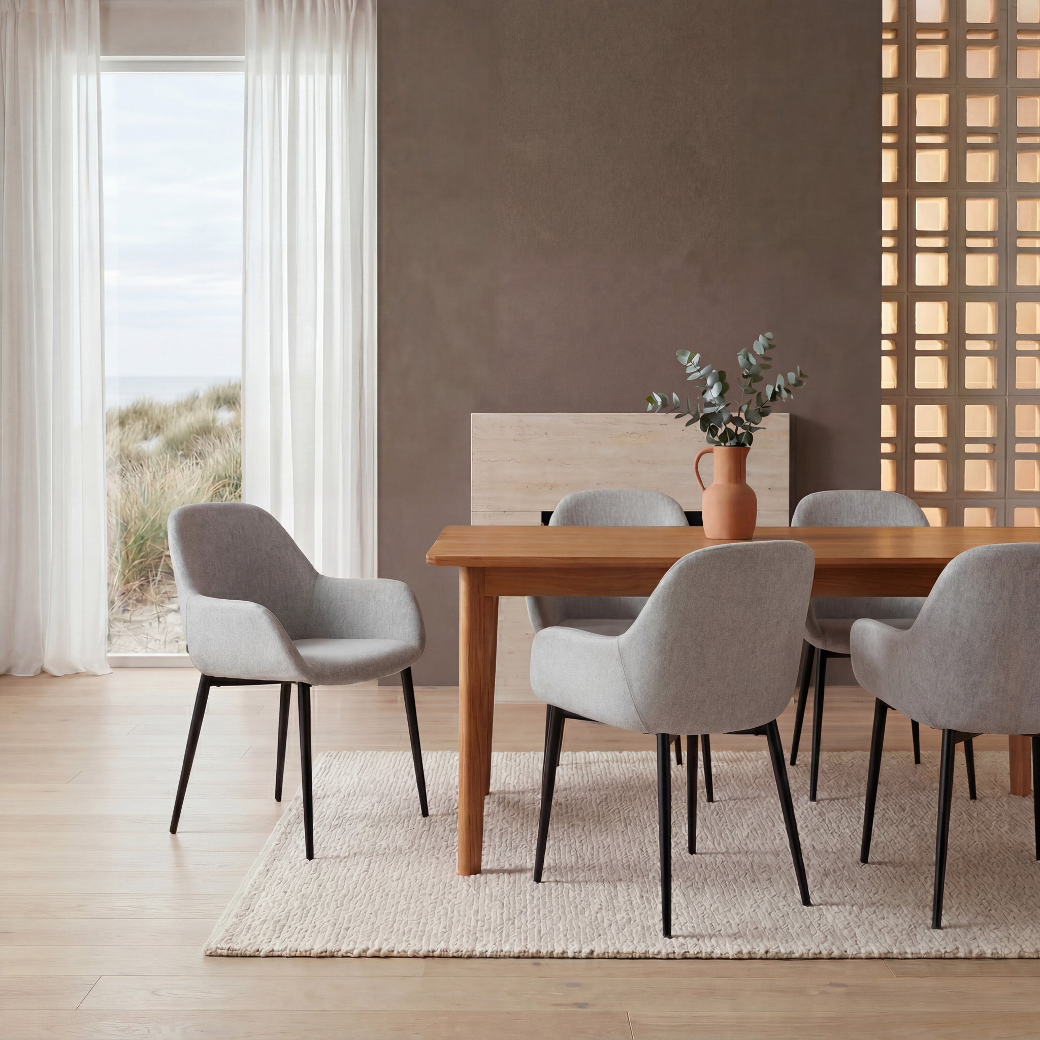 Set of 2 - Lynton Fabric Dining chair - Silver Grey Dining Chair Swady-Core