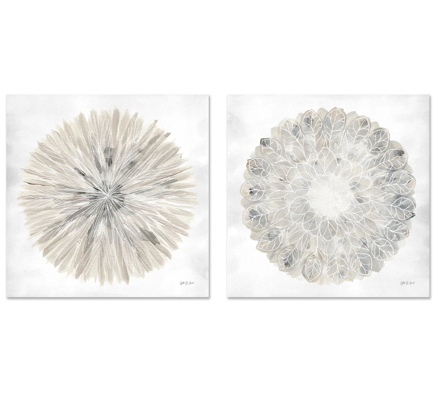 Set of 2 - Natures Pinwheel, Style A & B, By Yvette St. Amant Wall Art Gioia-Local 50x50cm Framed Canvas Gold