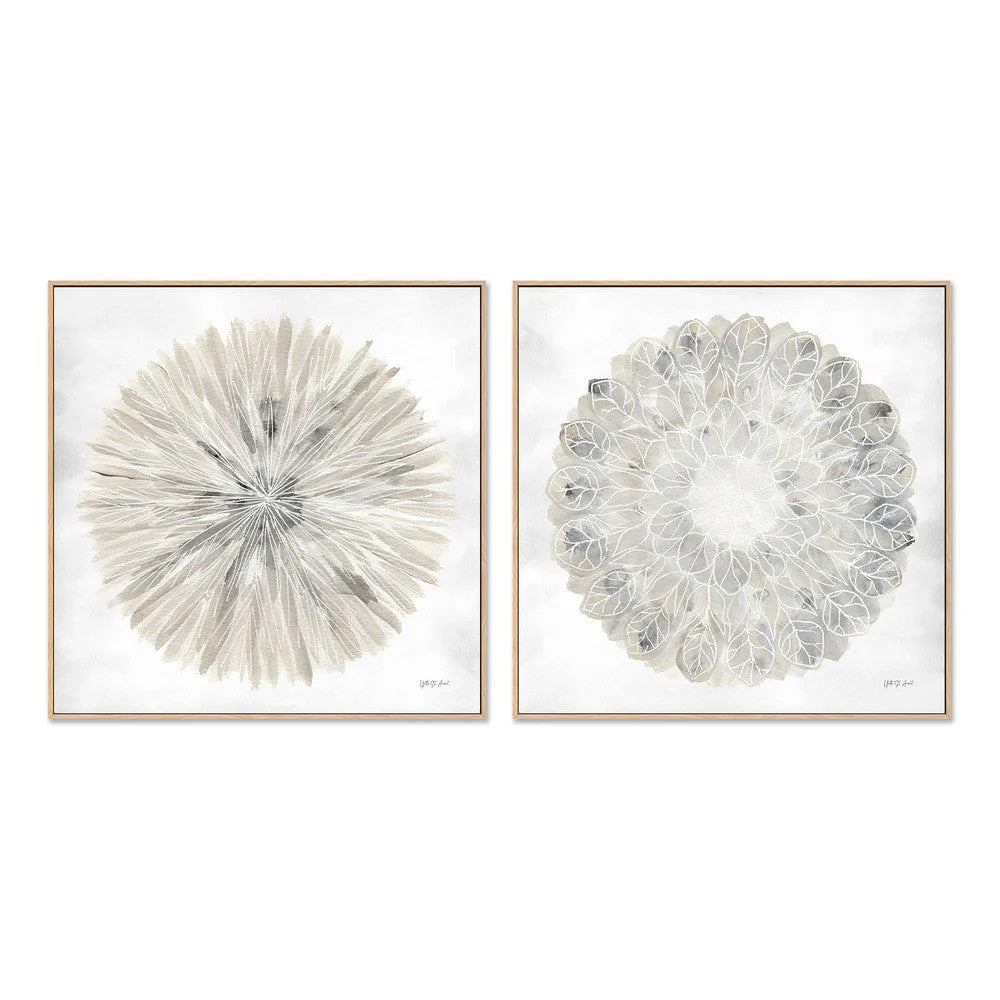 Set of 2 - Natures Pinwheel, Style A & B, By Yvette St. Amant Wall Art Gioia-Local 50x50cm Framed Canvas Oak