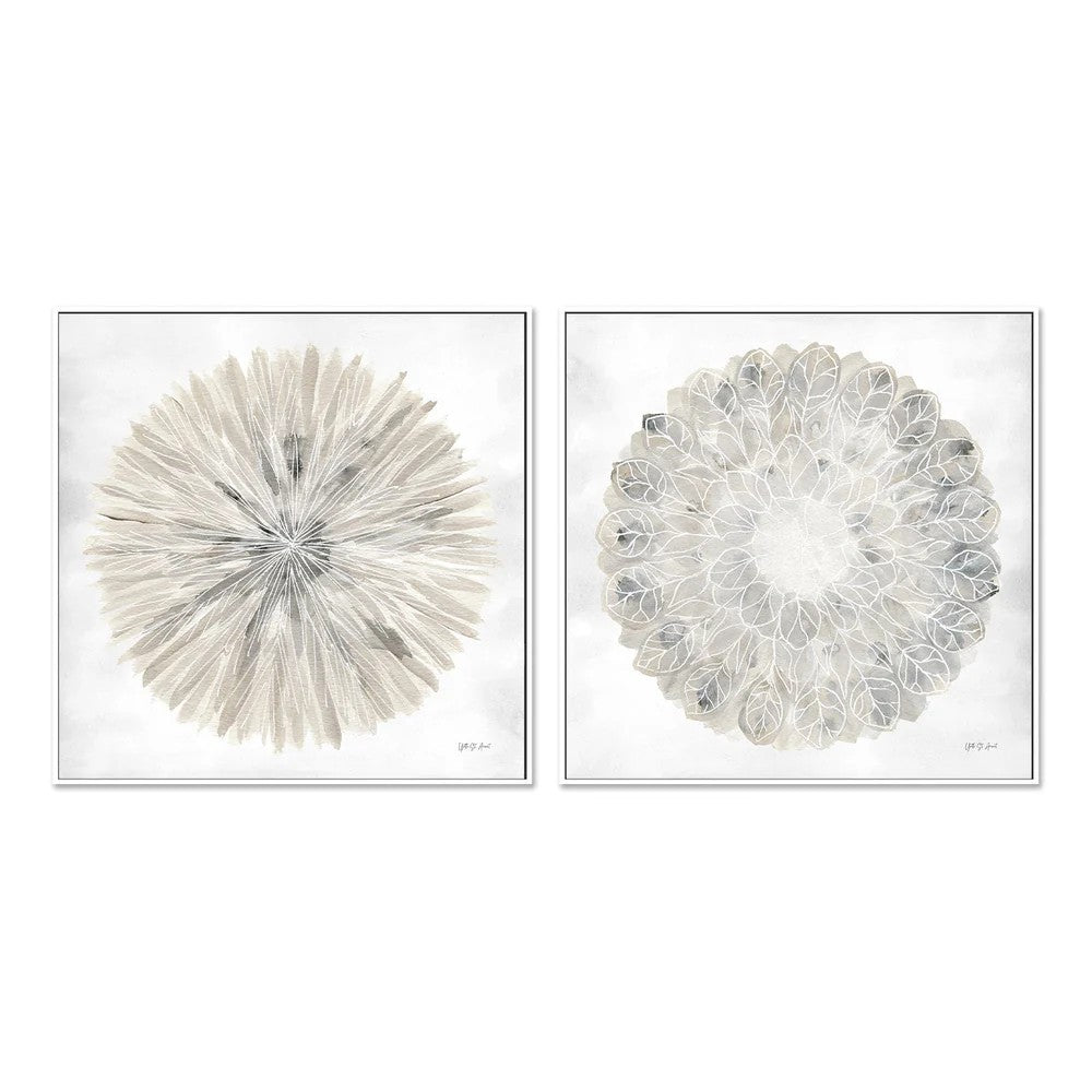 Set of 2 - Natures Pinwheel, Style A & B, By Yvette St. Amant Wall Art Gioia-Local 50x50cm Framed Canvas White