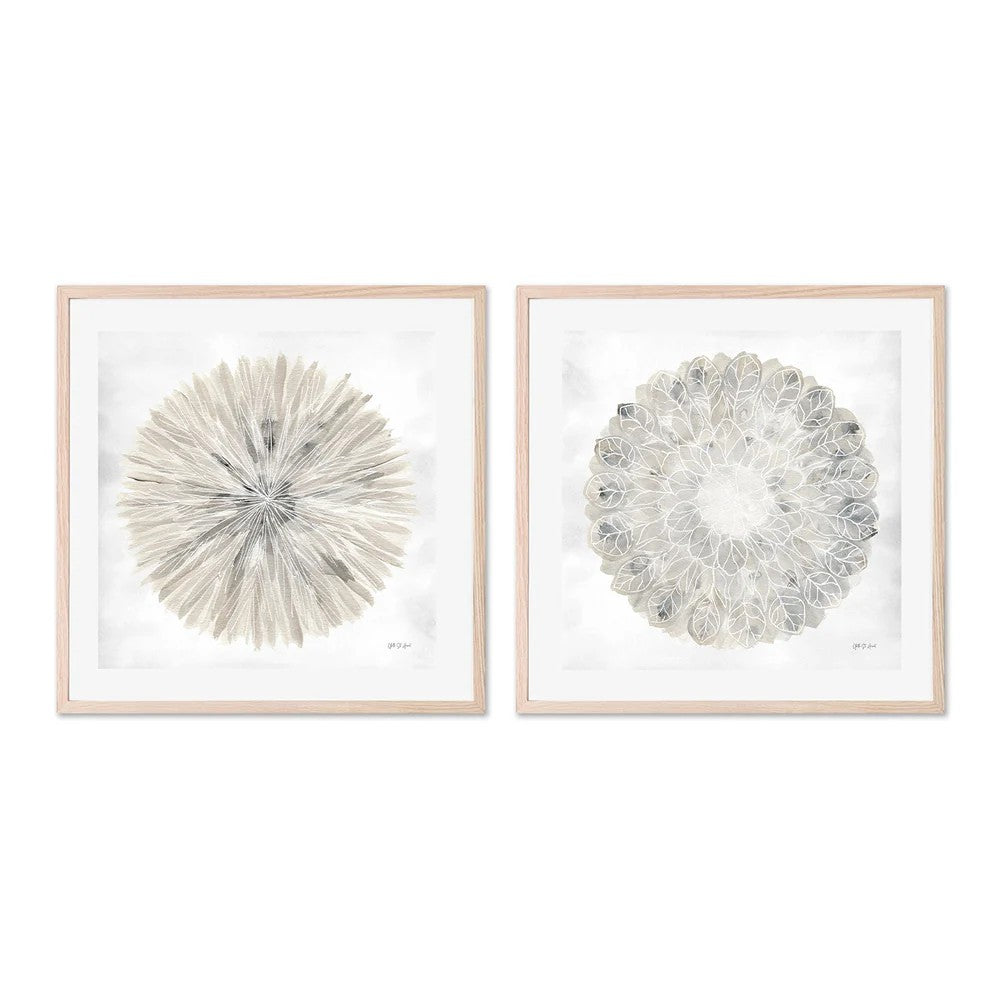 Set of 2 - Natures Pinwheel, Style A & B, By Yvette St. Amant Wall Art Gioia-Local 50x50cm Framed Poster Black