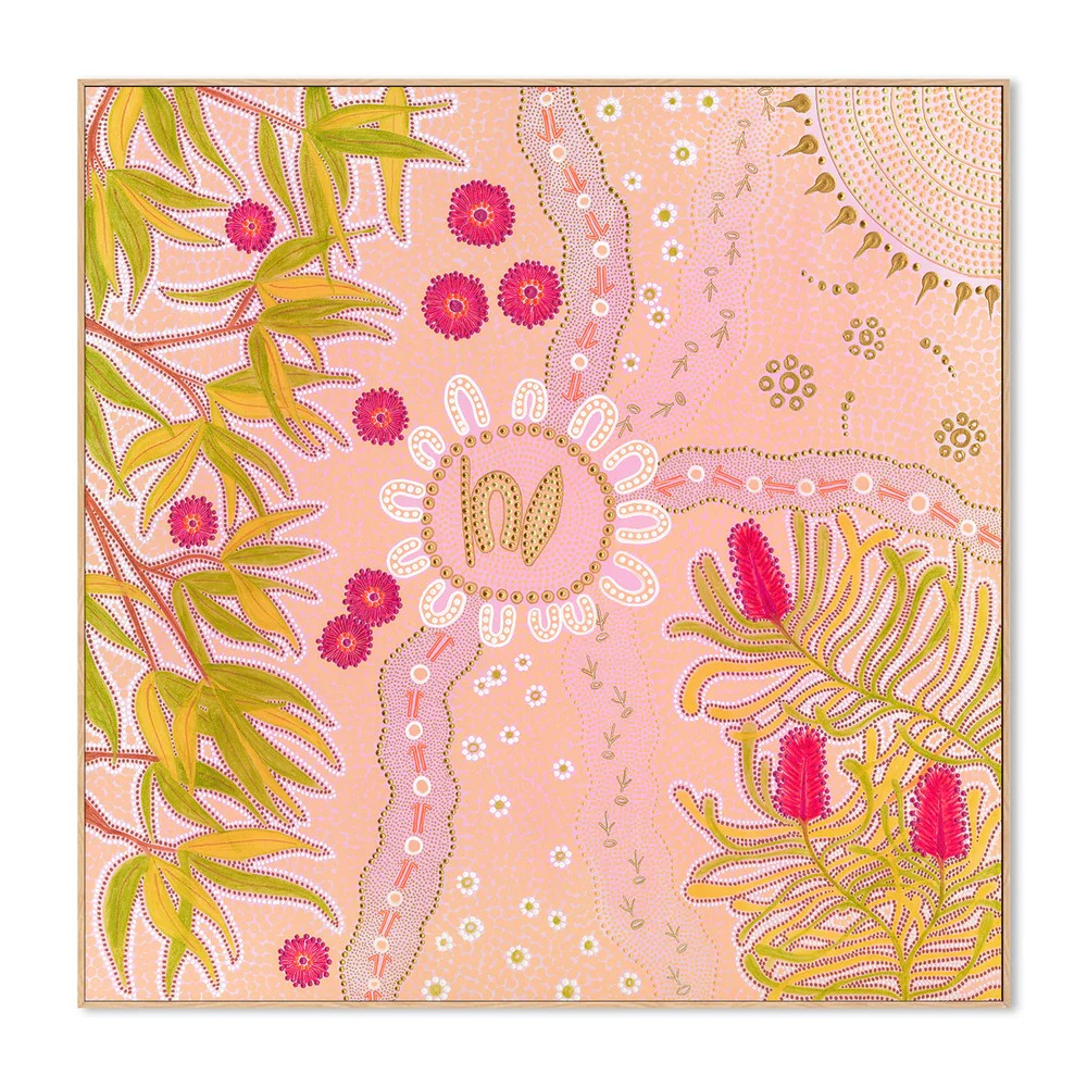 She who Guides, By Domica Hill Wall Art Gioia-Local Oak Framed Canvas 50x50cm